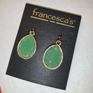 💰Green Stone teardrop earrings -pierced